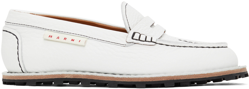 MARNI WHITE LEATHER LOAFERS