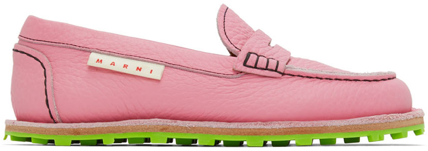 Marni Pink Leather Loafers