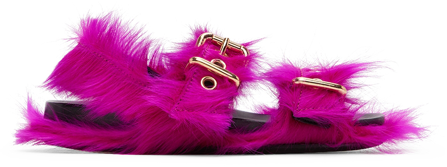 Marni Pink Long Calf Hair Fussbett Sandals