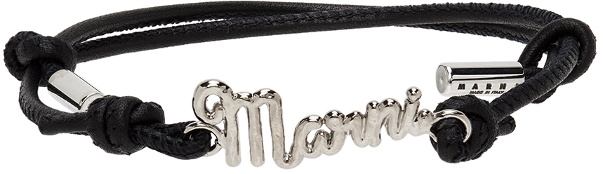 Marni Black & Silver Logo Script Bracelet