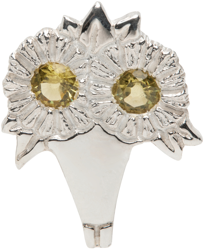 SSENSE Exclusive Silver & Bouquet Single Earring SSENSE Men Accessories Jewelry Earrings Studs 