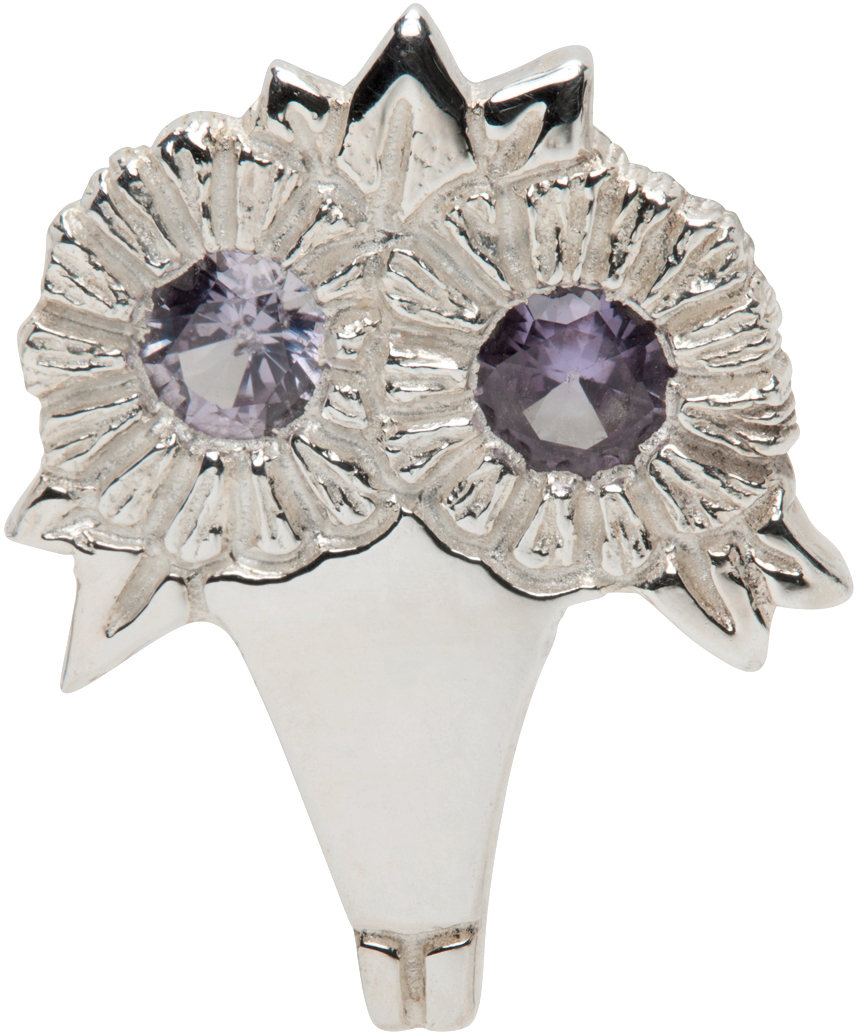 SSENSE Exclusive Silver & Purple Bouquet Single Earring SSENSE Men Accessories Jewelry Earrings Studs 