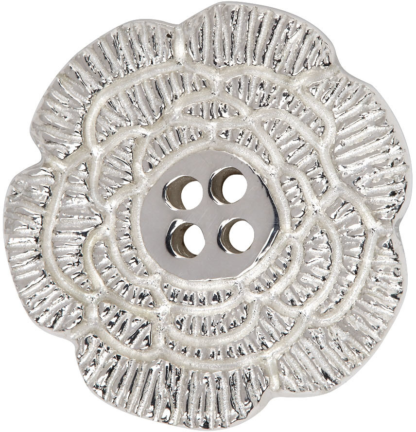 Bleue Burnham Silver Rose Button Pin