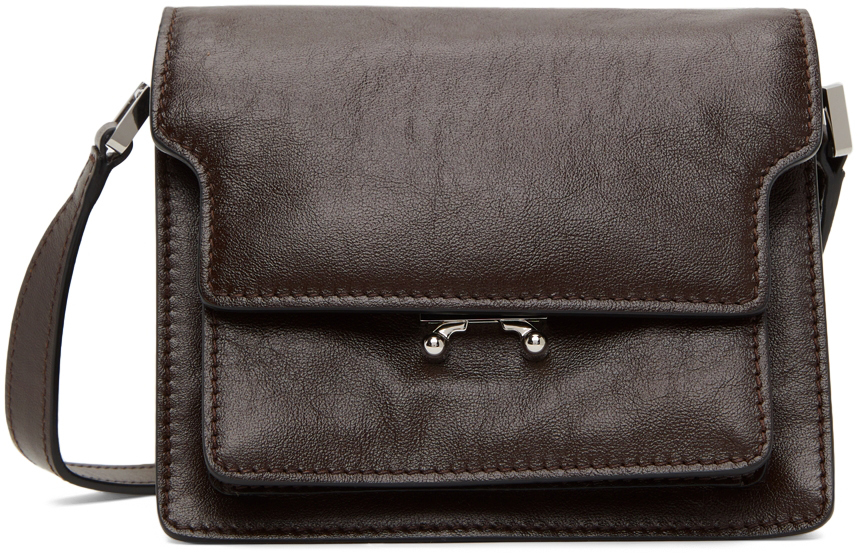 TRUNK SOFT mini bag in brown leather