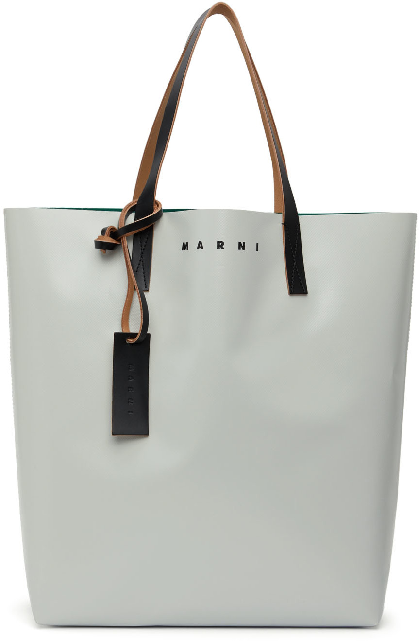 Off-White & Green PVC Shopping Tote Bag by Marni on Sale