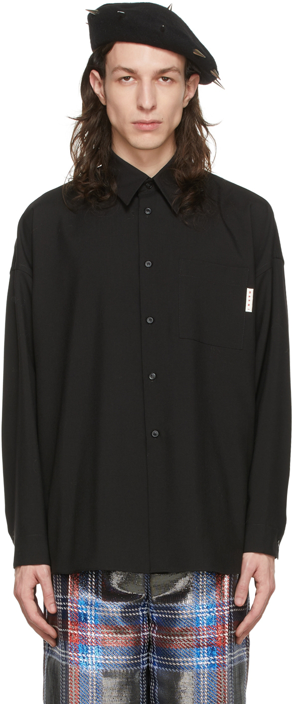 Marni Wool Gray Felted Shirt in Black for Men Mens Shirts Marni Shirts 