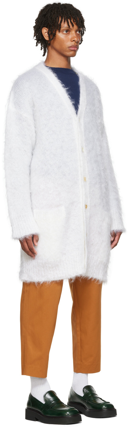 Marni White Mohair Cardigan In 00w01 Lily White