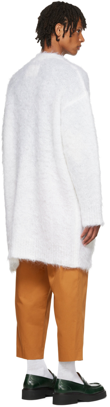 Marni White Mohair Cardigan In 00w01 Lily White