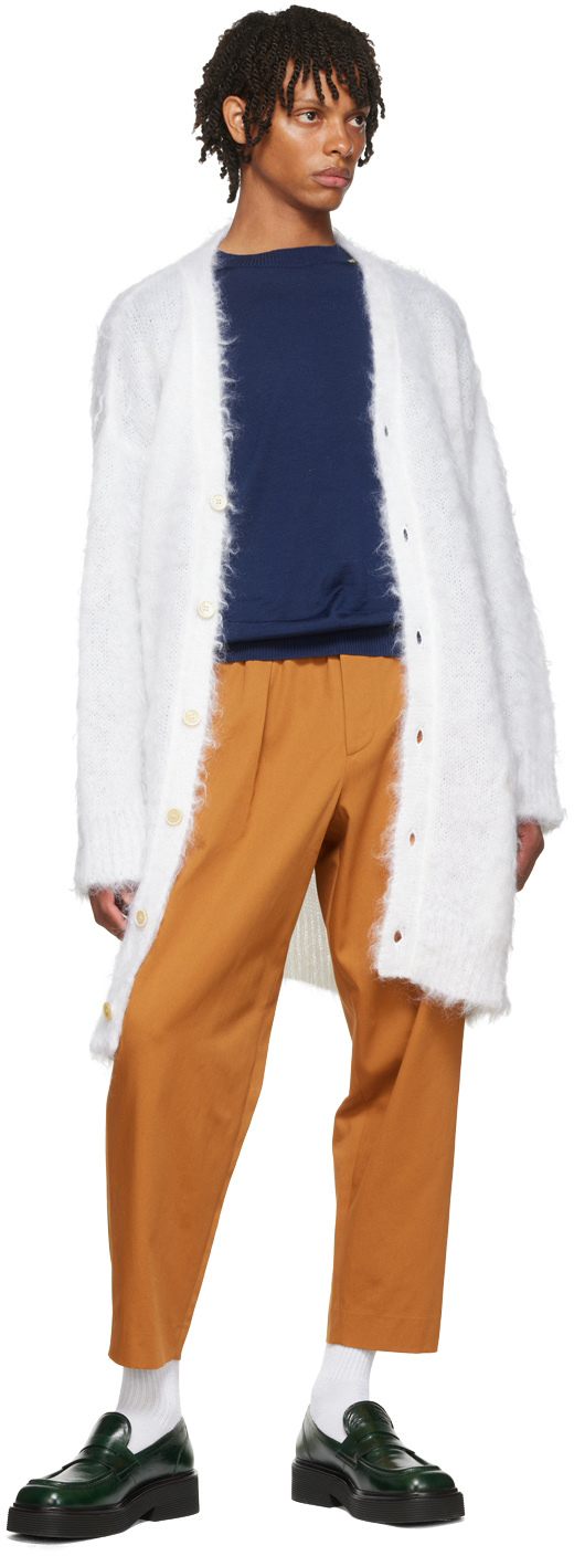 Marni White Mohair Cardigan In 00w01 Lily White