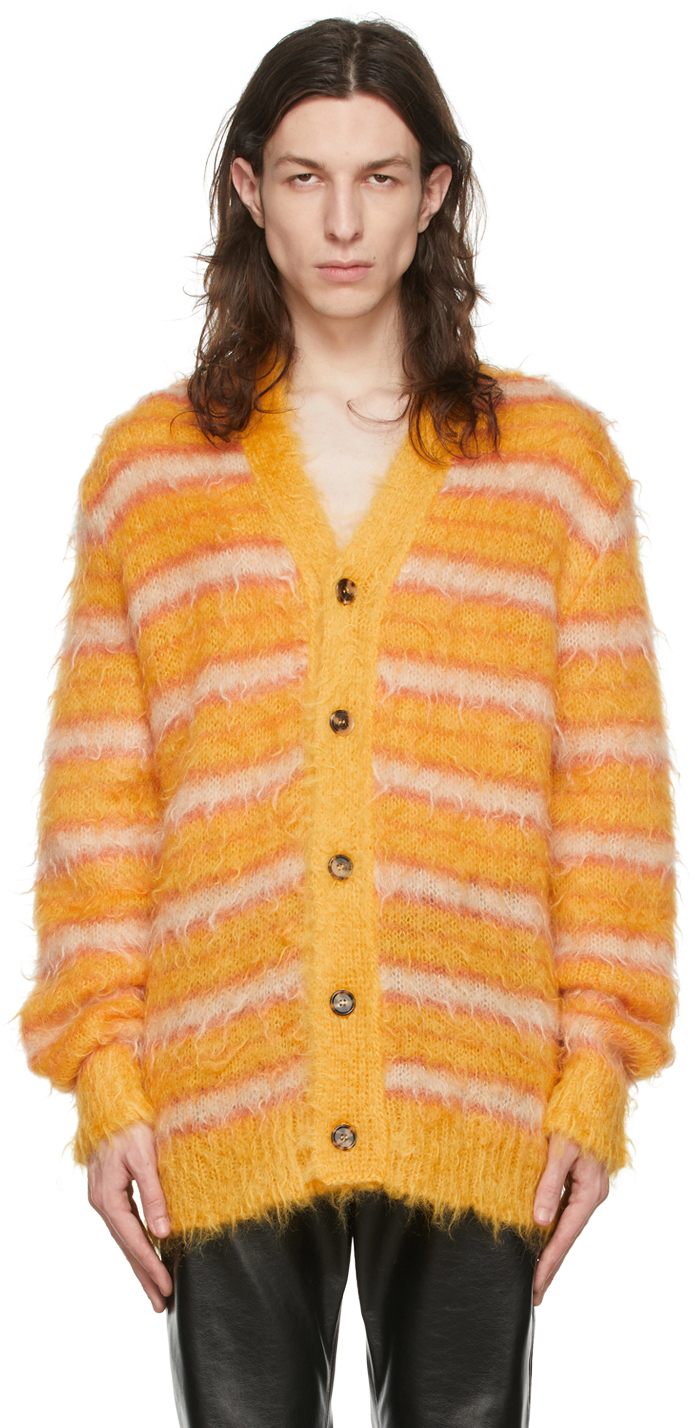 Marni: Yellow Mohair Cardigan | SSENSE Canada