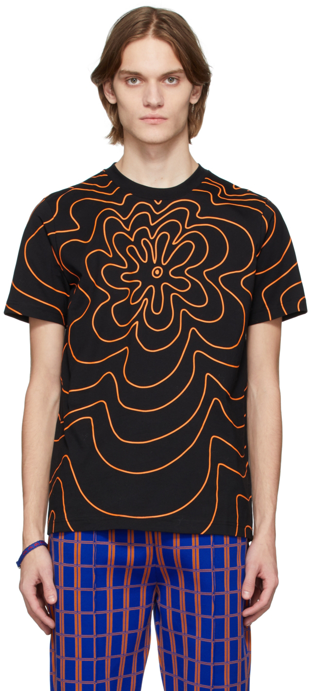 Black & Orange Floral Logo T-Shirt by Marni on Sale