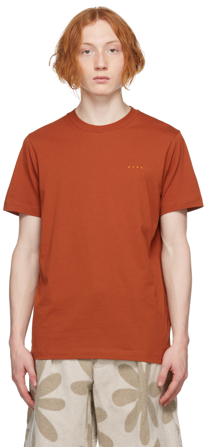 Orange Embroidered Logo TShirt by Marni on Sale
