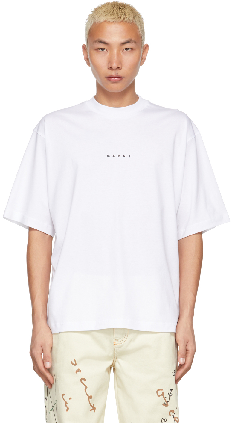 Marni White Logo Print T-Shirt