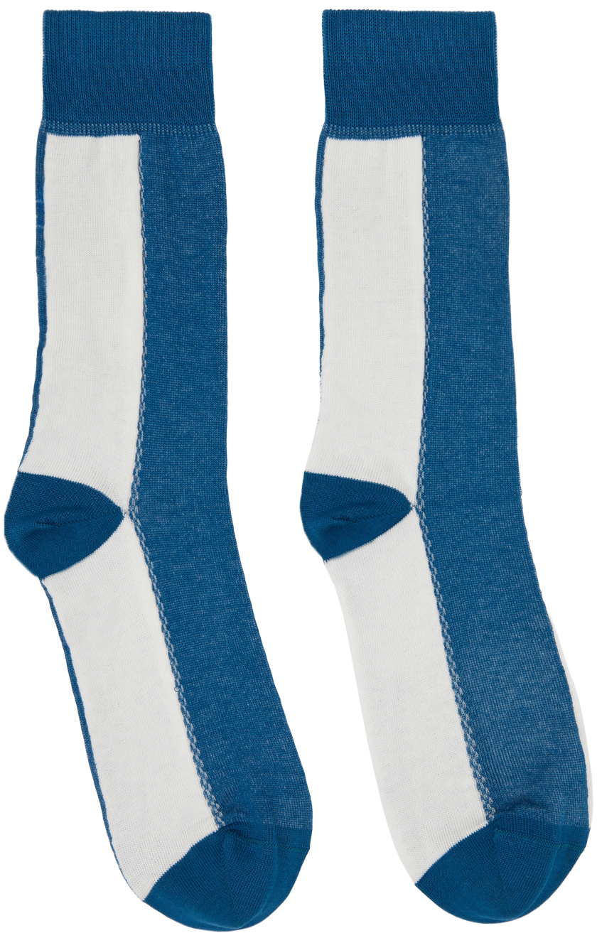 Marni White & Blue Cotton Socks