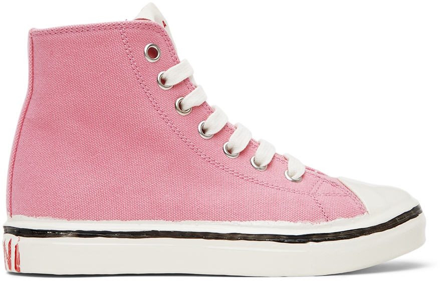 Marni Kids Pink Canvas High Sneakers In 2 Pink