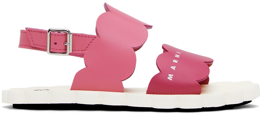 Marni Kids Pink Strap Flower Sandals In 1 Pink