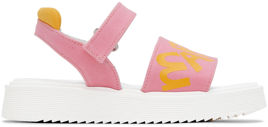 Marni Kids Pink & Yellow Canvas Sandals In 1 Pink