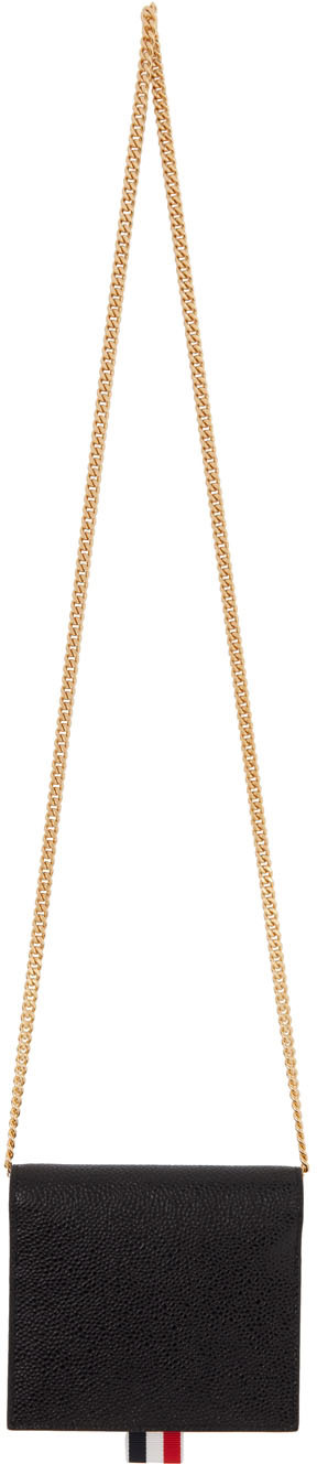 THOM BROWNE BLACK 3-BOW CHAIN CARD HOLDER