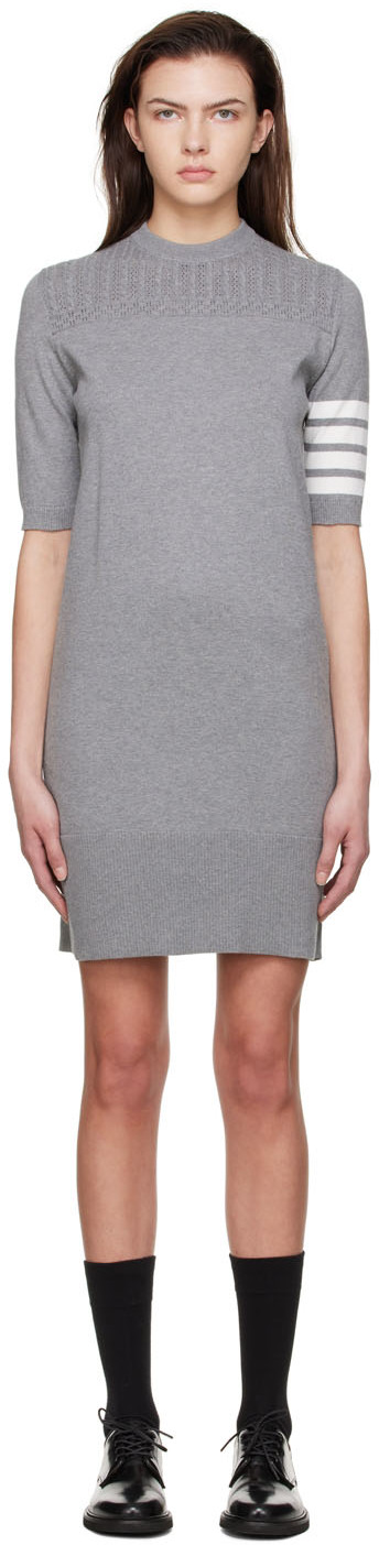 Thom Browne Grey 4-Bar Mini Dress