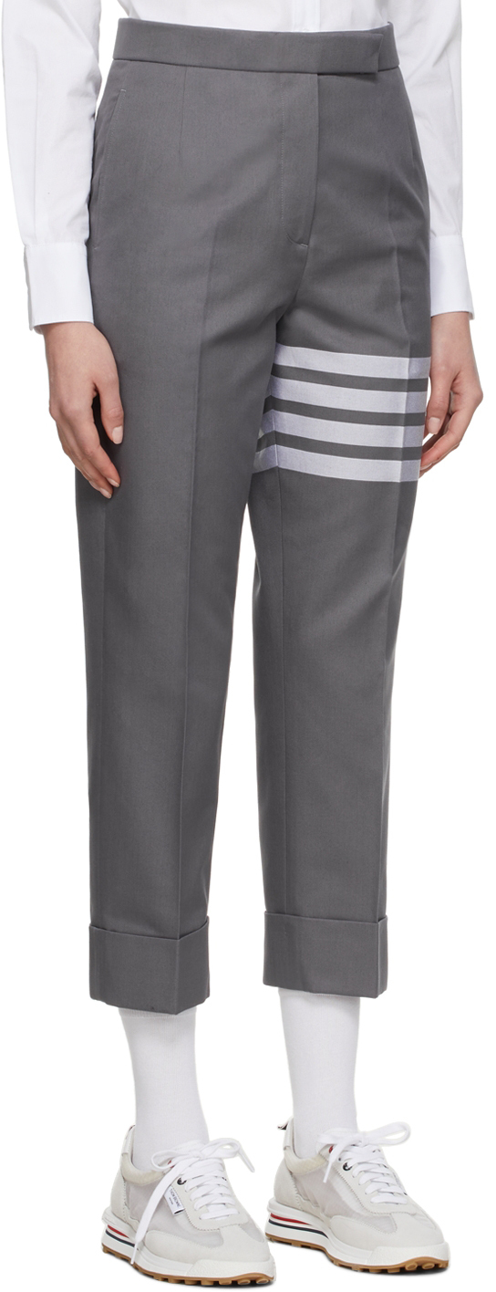 Thom Browne Grey 4-bar Stripe Tailored Trousers In Med Grey 035