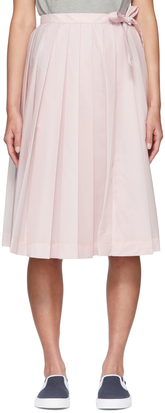 Thom Browne Pink Nylon Midi Skirt In Lt Pink 680