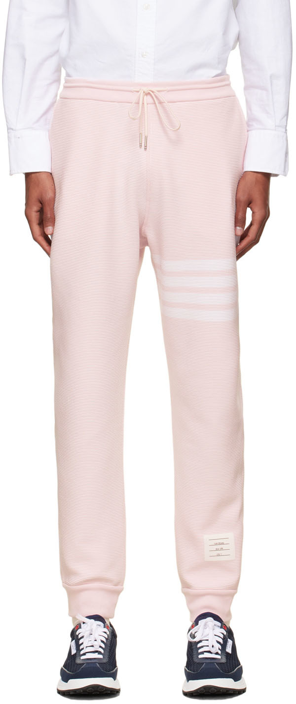 Thom Browne: Pink 4-Bar Lounge Pants | SSENSE