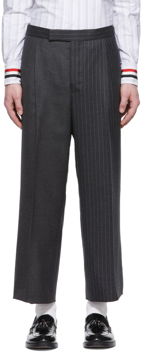 Thom Browne Ssense Exclusive Gray Wool Trousers In 025 Dark Grey