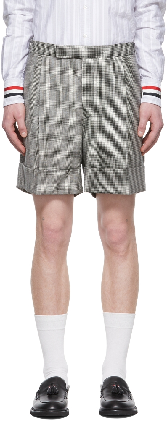 Thom Browne: SSENSE Exclusive Black & White Wool Shorts | SSENSE