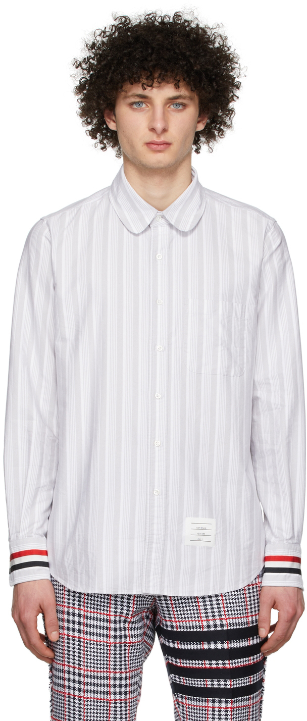 Thom Browne Grey Oxford Striped Shirt