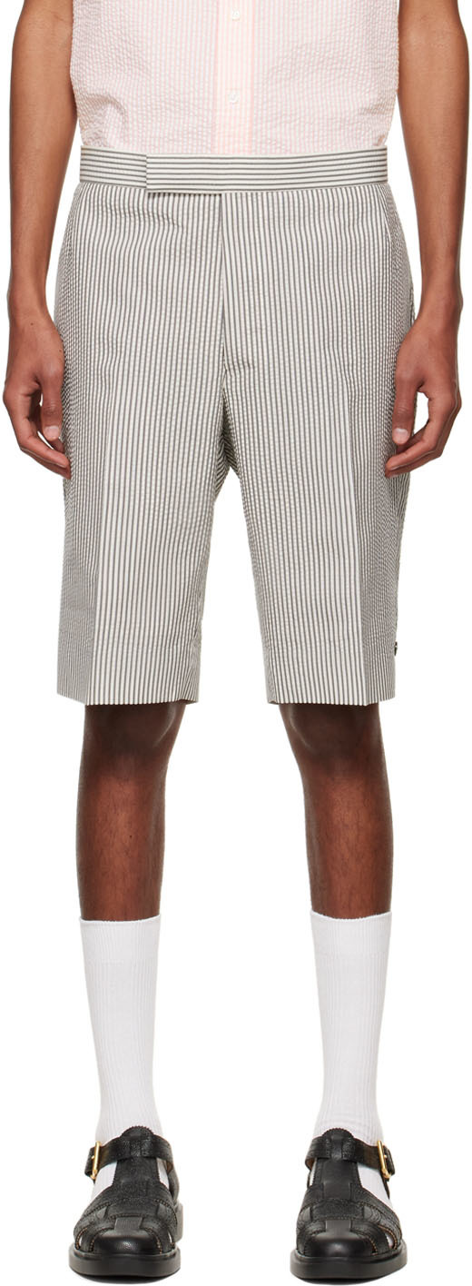 Thom Browne Gray Wool Shorts In 035 Med Grey