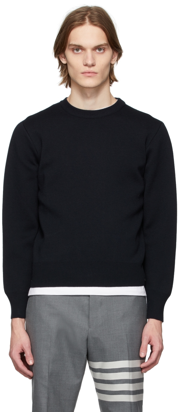 Navy Merino Milano Stitch Sweater