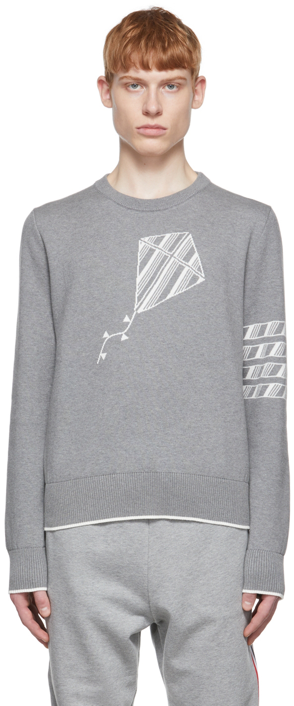 Thom Browne Grey 4-Bar Kite Icon Sweatshirt