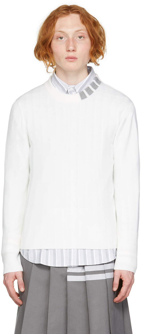 Thom Browne Off-White 4-Bar Sweater