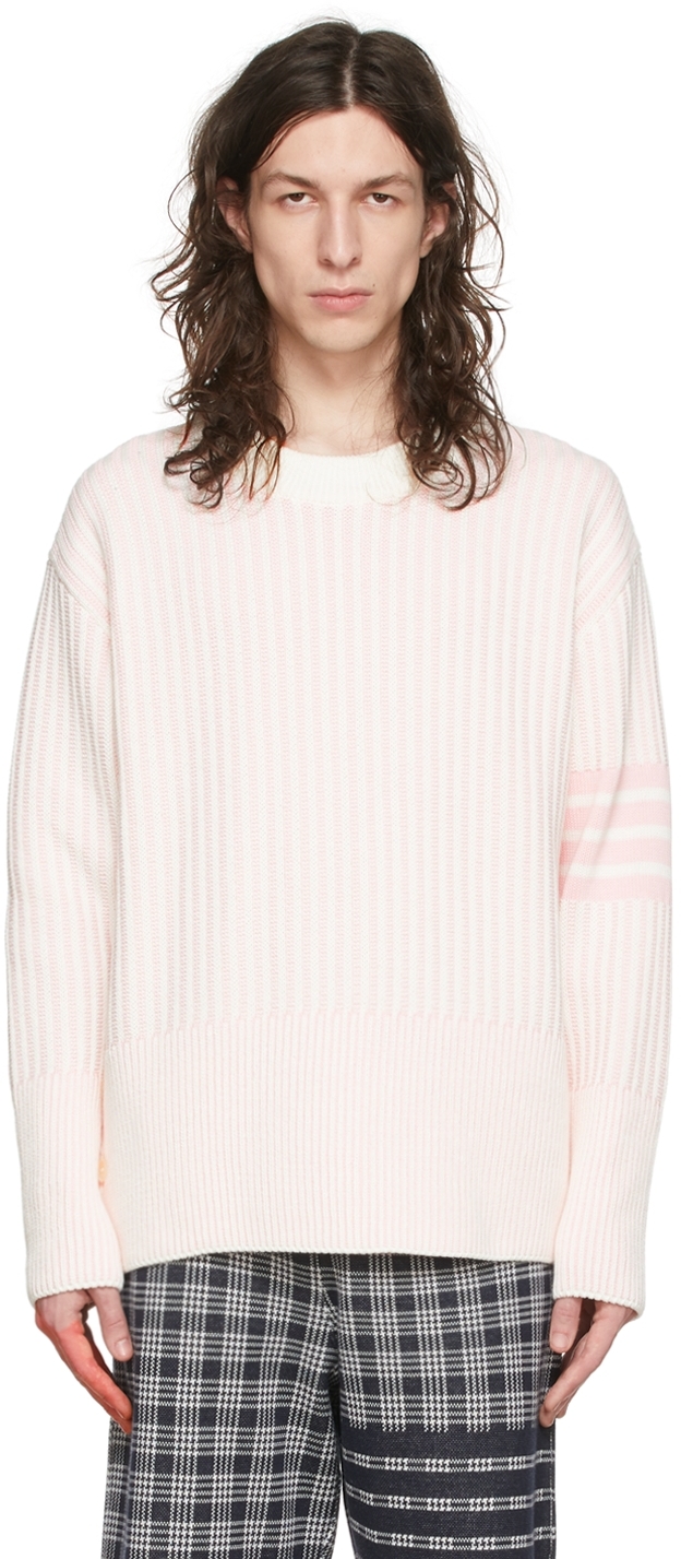 Pink 4-Bar Sweater by Thom Browne on Sale