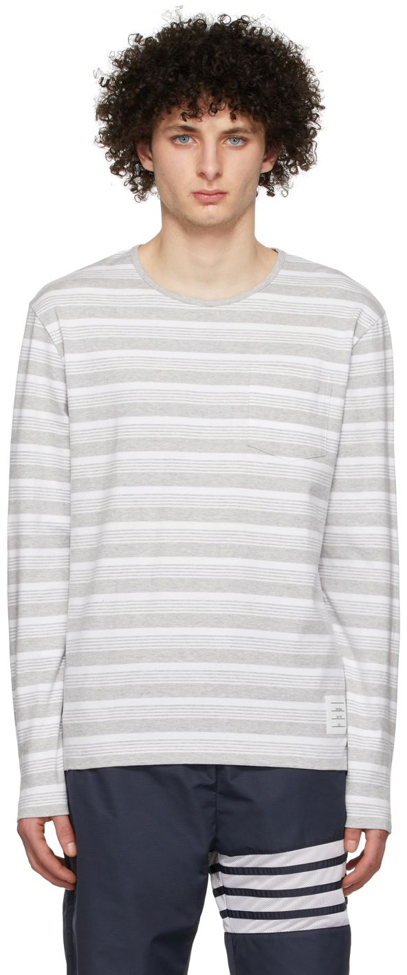 Thom Browne Grey Striped T-Shirt