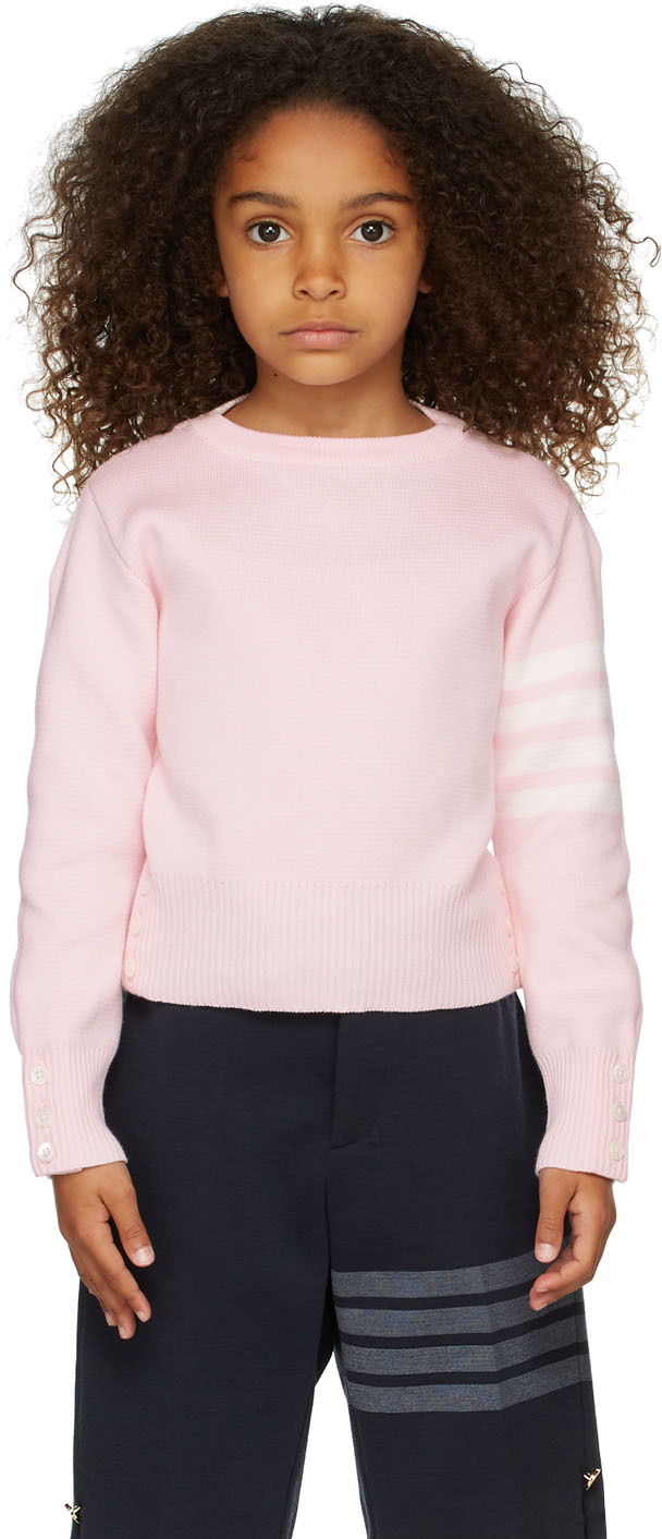 Kids Pink Cotton 4-Bar Sweater by Thom 