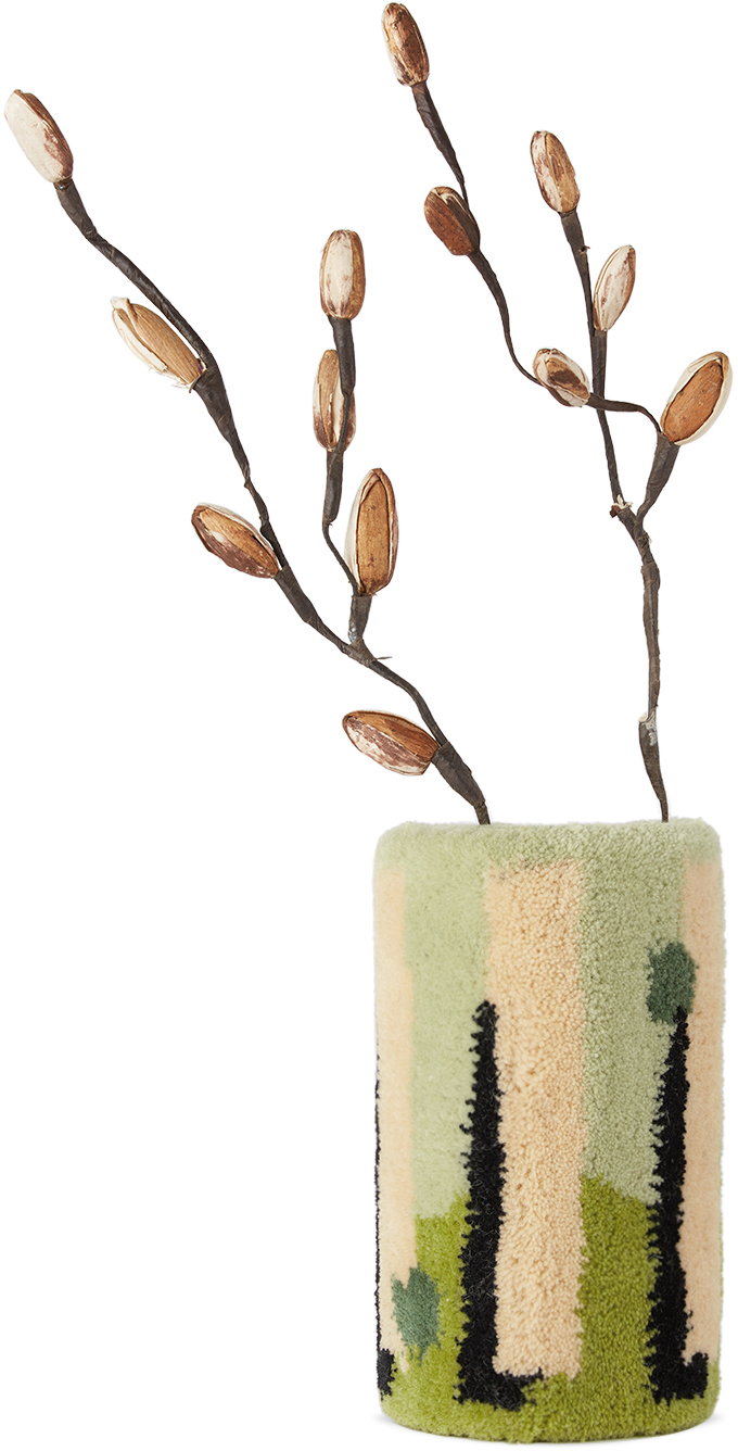 Ugly Rugly Green Tufted Vase In Pillar
