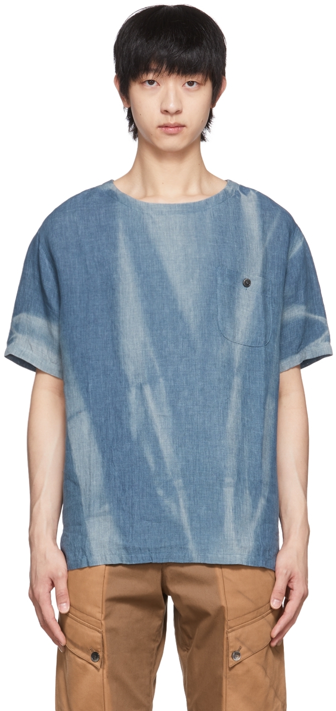 SSENSE Exclusive Blue Linen T-Shirt