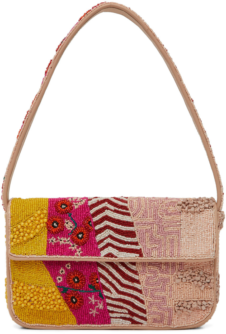 Staud Pink Limited Edition Beaded Tommy Bag