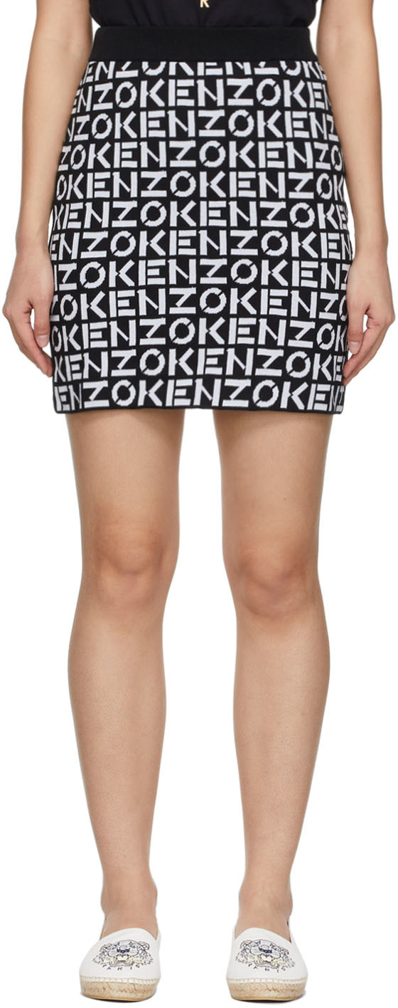 Kenzo Black & White Monogram Mini Skirt