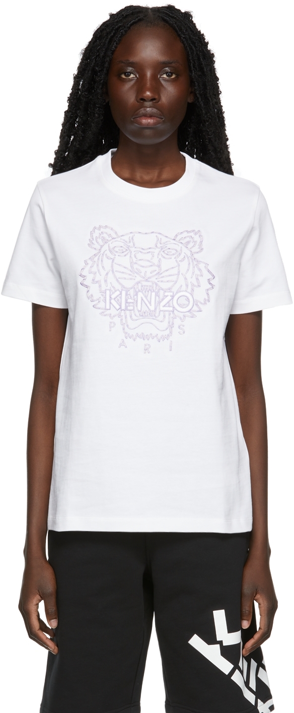 Kenzo: White Purple Tiger T-Shirt SSENSE