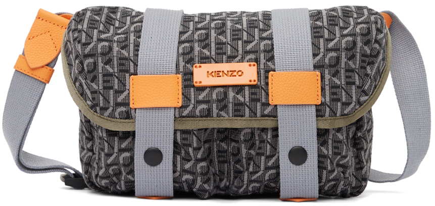 SSENSE Men Accessories Bags Luggage Grey & Orange Jacquard Belt Bag 