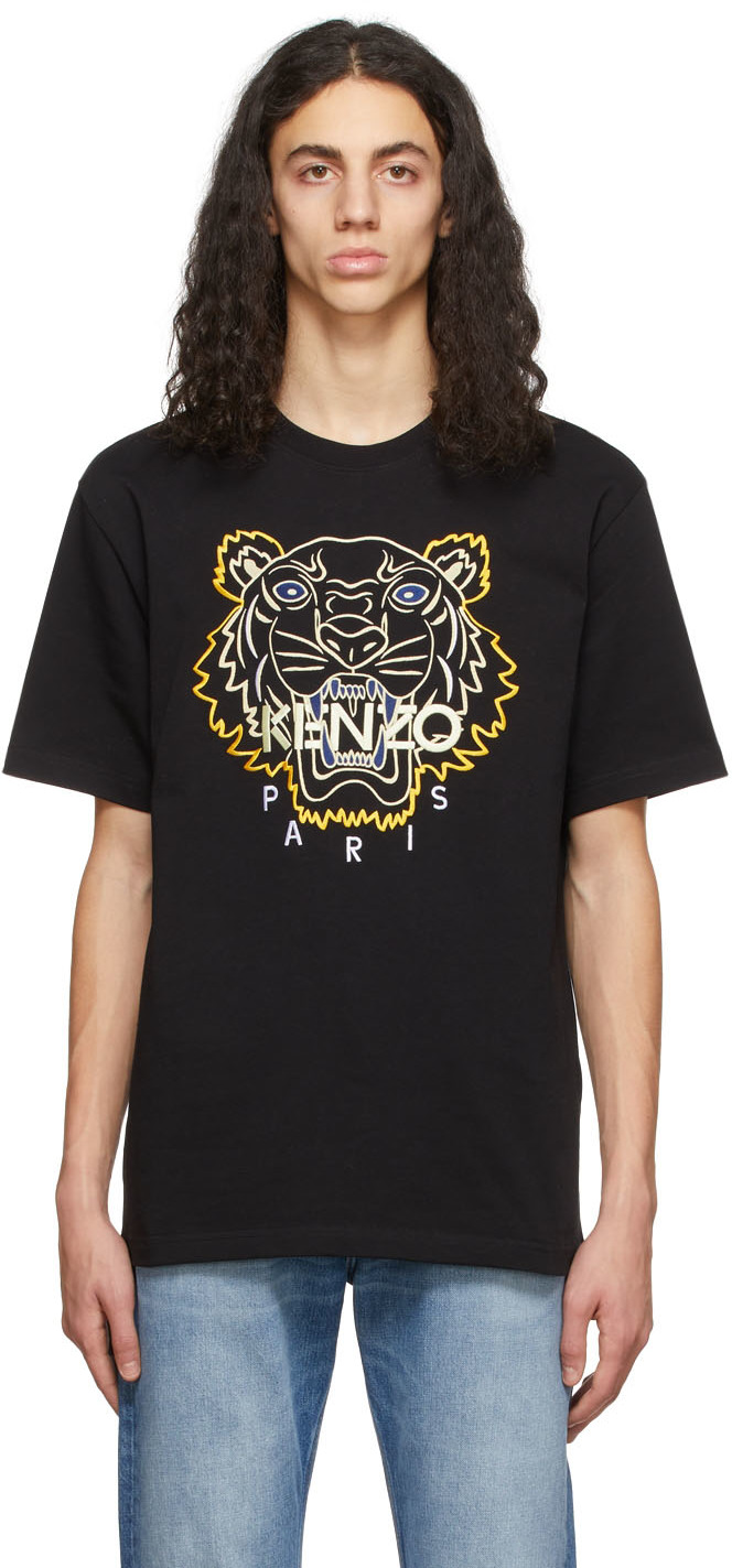 Kenzo Black The Year Of The Tiger Embroidered Tiger T-Shirt
