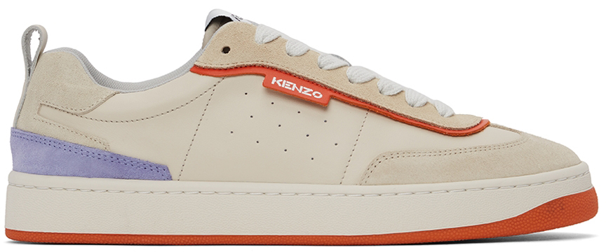 Kenzo Beige & Orange Kourt 80 Sneakers