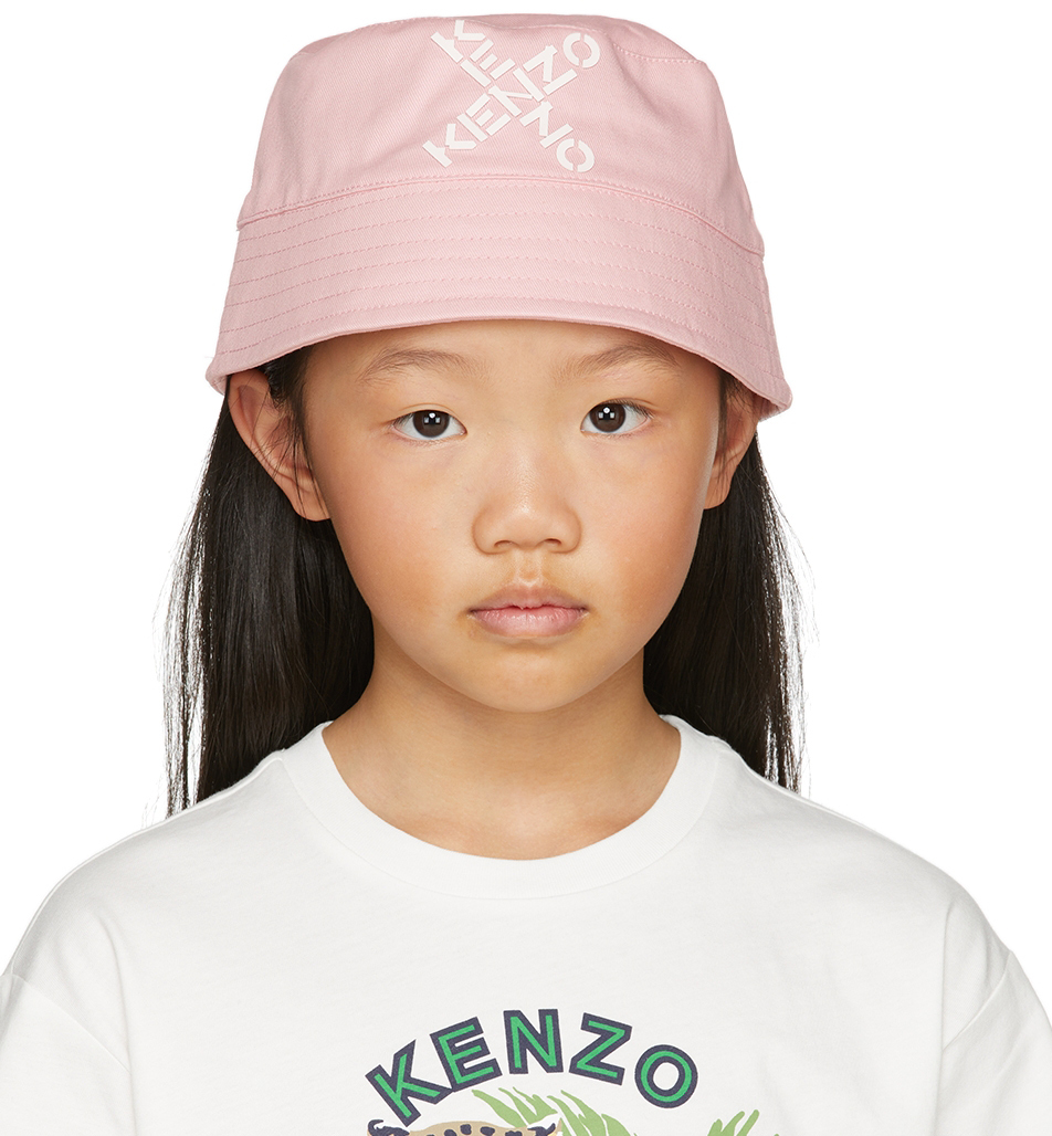 Kenzo Kids Pink Logo Bucket Hat