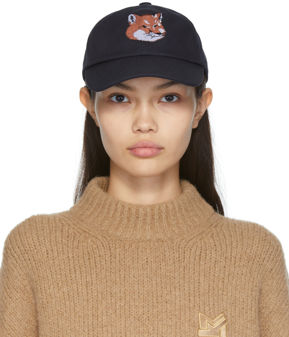 Maison Kitsuné Navy Large Fox Head Cap