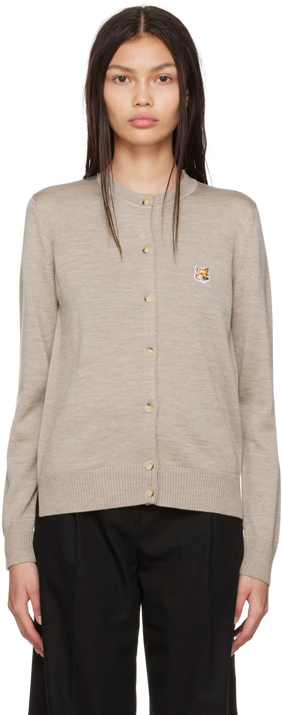 Beige Fox Head Cardigan | SSENSE