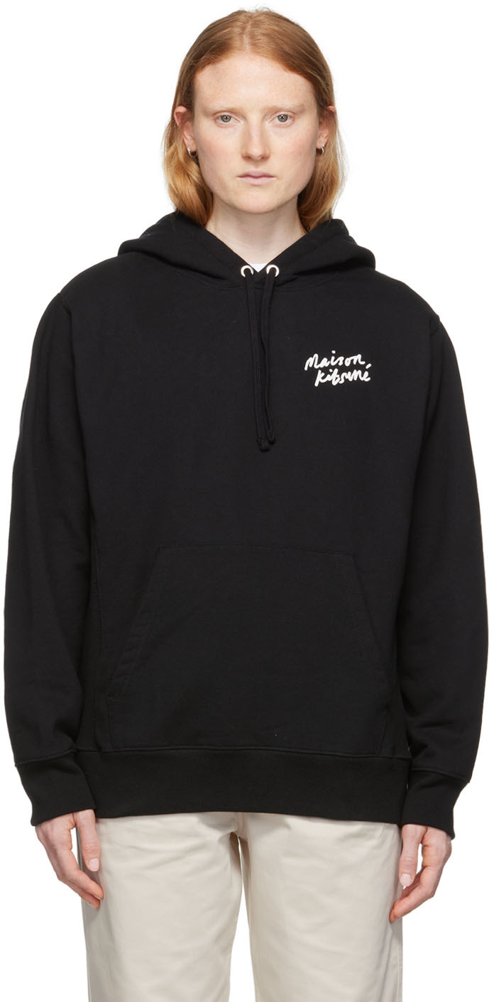 Maison Kitsuné: Black Organic Cotton Hoodie | SSENSE Canada