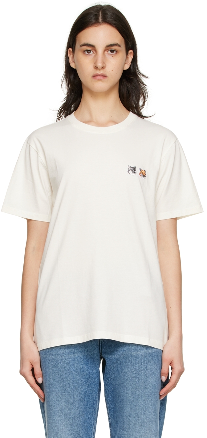 Maison Kitsuné Off-White Double Fox Head T-Shirt | Smart Closet