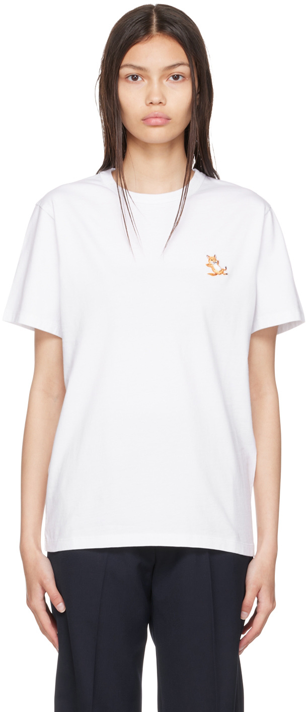 Maison Kitsuné Fox Head Patch Regular Tee Shirt In P100 White